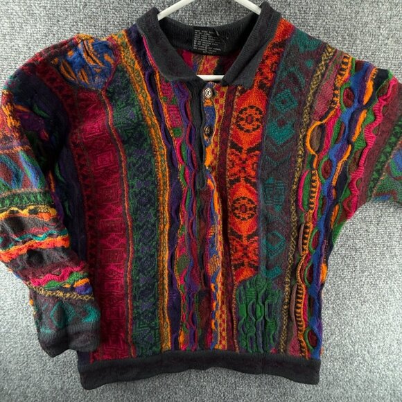 COOGI Australia Pure New Wool Sweater SMALL SS Collared Knit 3D Colorful 3D - Picture 1 of 16